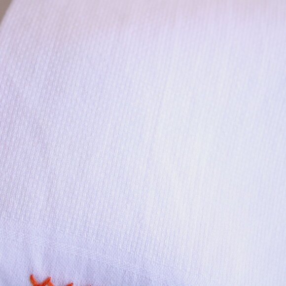 Vintage White Linen Damask Towels With Orange Cross Stitch, Set Of Hand Towel - Picture 4 of 13